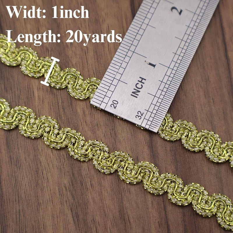 DHFLYDH Rick Rack Trim Braid Lace Trim Embellishment Metallic Edge 20 Yards Braid Lace Trim Wave Braid Lace Ribbon for DIY Crafts Sewing (Champagne) - Image 3
